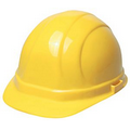Hard Hat with ratchet adjustment and 6 point nylon suspension in Yellow with Pad Print.